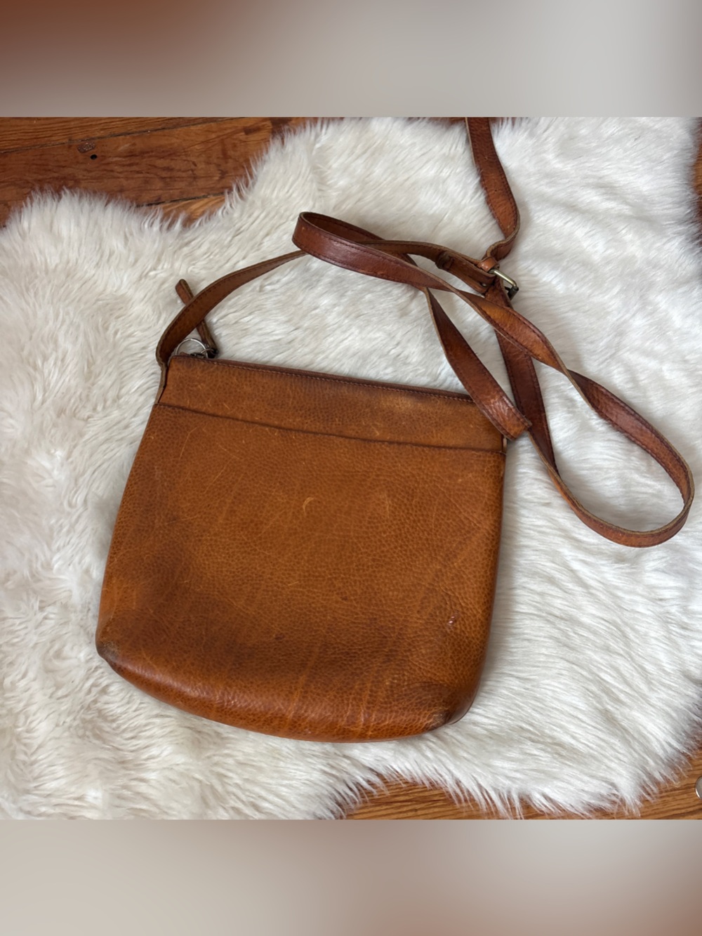 Brown Cowhide Leather Crossbody Bag